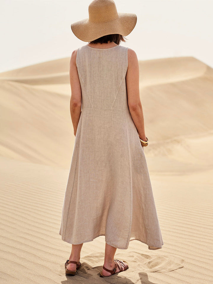 "Robe en coton douce avec poches, élégance et confort quotidien, coupe ample polyvalente pour le style décontracté."