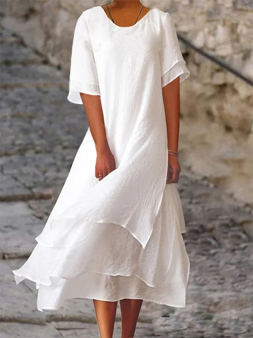 Robe été en coton léger, coupe fluide et élégante.  Parfait pour le printemps.