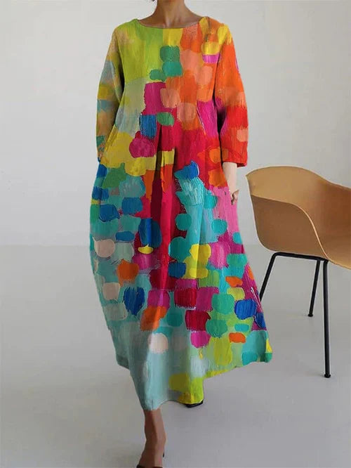 Élégante robe fleurie femme Antonella, imprimé floral multicolore. Style romantique fluide, idéale pour l'été.