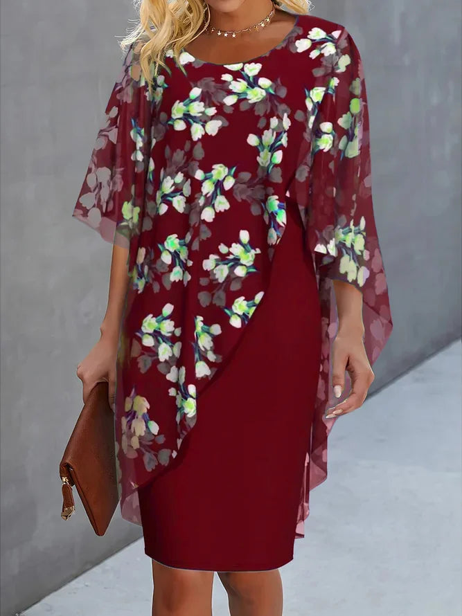 Robe midi fleurie décontractée femme, idéale pour l'été, style polyvalent, confortable et chic.