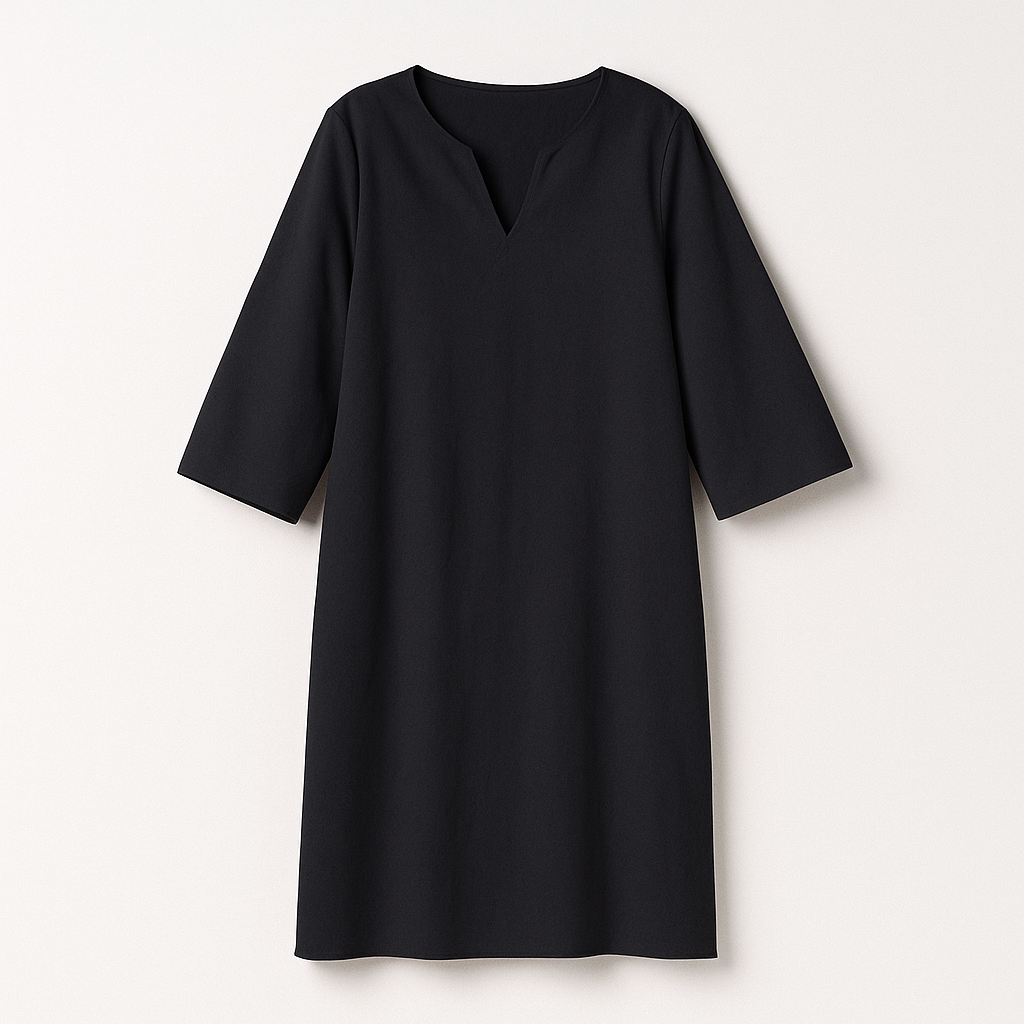 Robe élégante d'automne pour femme, col en V sophistiqué. Parfaite pour un look chic et décontracté.