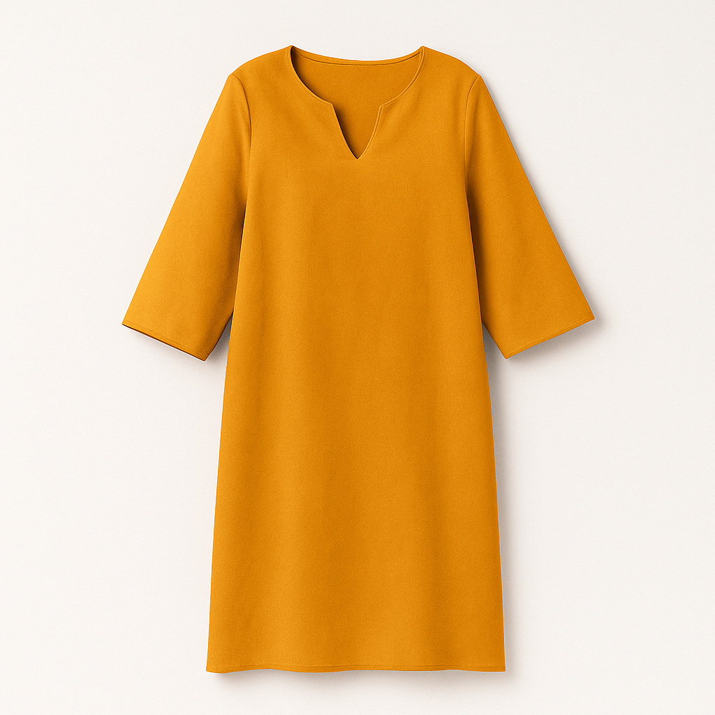 Robe d'automne confortable femme, col en V élégant. Parfaite pour un style chic et moderne au quotidien.