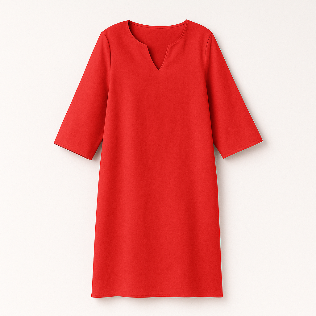 Robe de soirée élégante femme, col V sophistiqué. Tenue chic et tendance pour l'automne. Style midi.