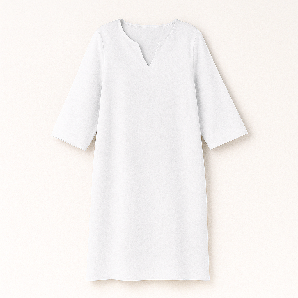 Robe femme chic, col en V profond. Design élégant et polyvalent pour automne, décontracté ou soirée.