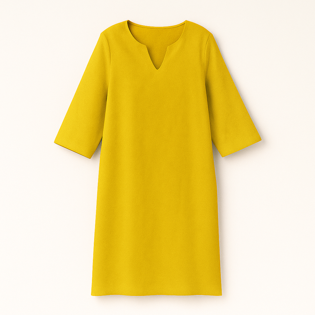 Robe automne femme en noir, vert, orange, bleu. Élégante, col V, coupe midi. Idéale pour un look tendance.