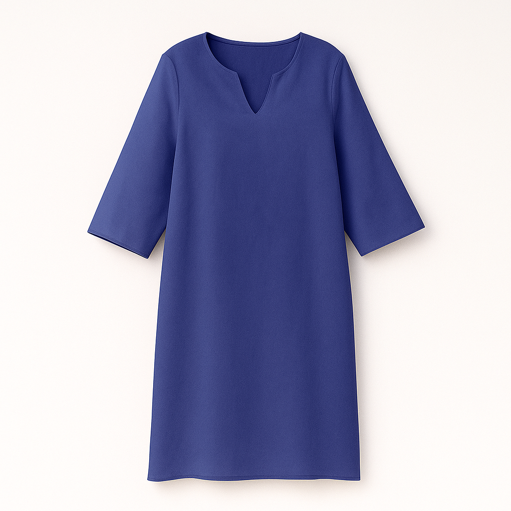 Robe midi tendance femme, col en V sophistiqué. Parfaite pour la saison automnale, look chic et confortable.