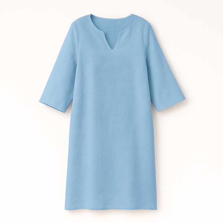 Robe élégante col V pour femme. Style chic et décontracté d'automne, sophistiquée pour diverses occasions.
