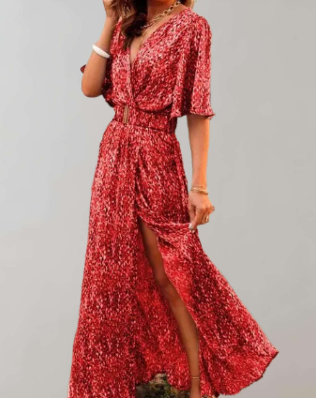 Dos d'une robe longue décontractée femme, élégance fluide pour un confort chic et moderne en été/printemps.
