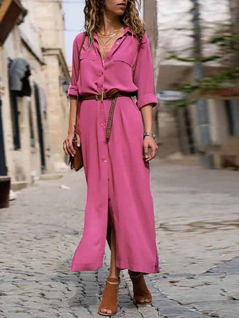 Robe longue femme Dania, matière fluide, manches longues, coupe élégante pour cocktail ou soirée.