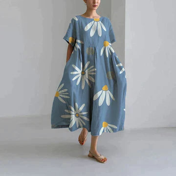 Robe longue estivale, imprimé floral, fluide et élégante.  Parfait pour l'été.