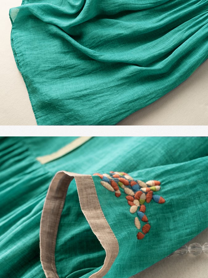 Robe femme brodée, élégante et confortable, style ethnique bohème, parfaite pour printemps et été décontracté.