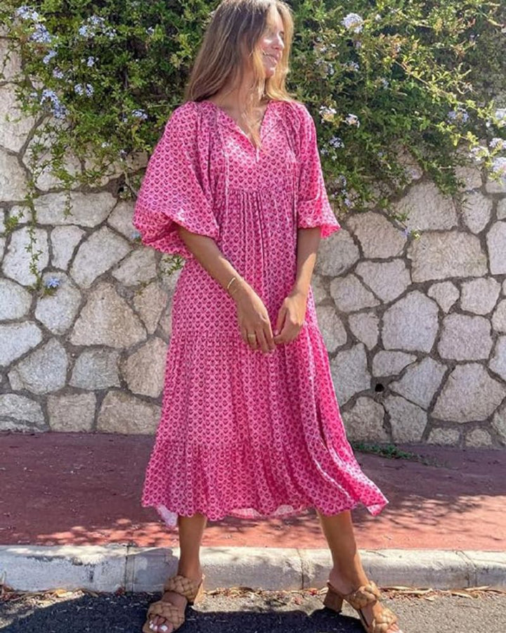 Robe féminine longue et élégante, adaptée pour le printemps et l'été, polyvalente.