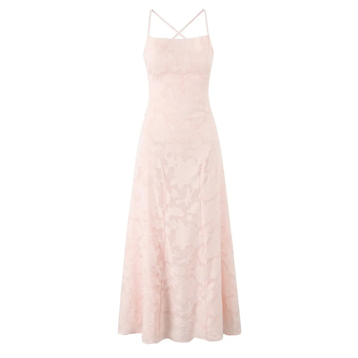 Superbe robe longue femme élégante pour cérémonie, mariage ou occasion formelle avec motif floral délicat.