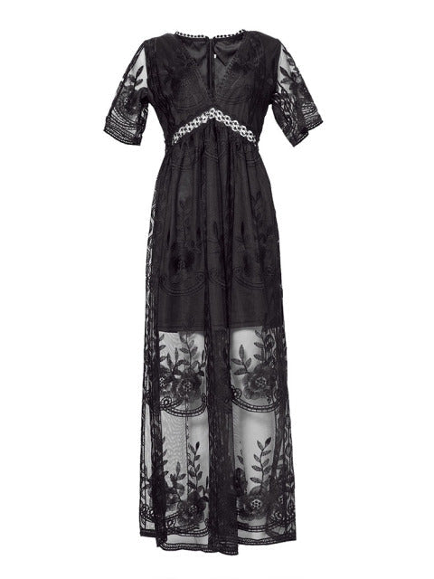 "Robe longue Jasmine élégante, coupe fluide, encolure en V flatteuse, idéale pour un style estival gracieux, tailles S-XL."