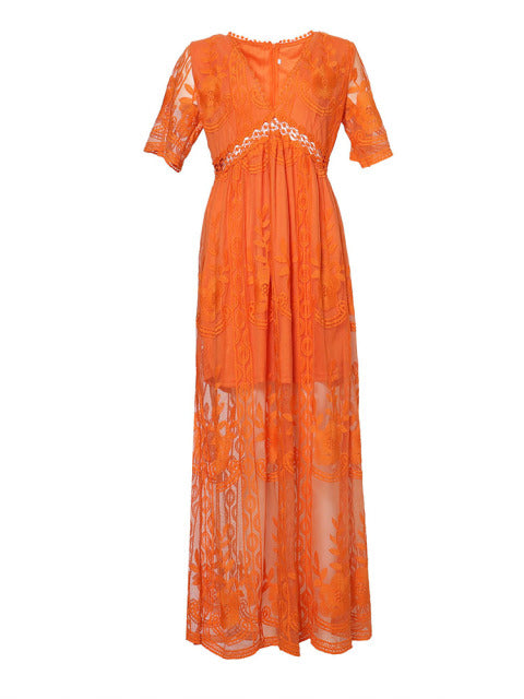 "Robe longue Jasmine élégante, coupe fluide, encolure en V flatteuse, idéale pour un style estival gracieux, tailles S-XL."