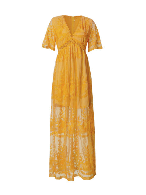 "Robe longue Jasmine élégante, coupe fluide, encolure en V flatteuse, idéale pour un style estival gracieux, tailles S-XL."