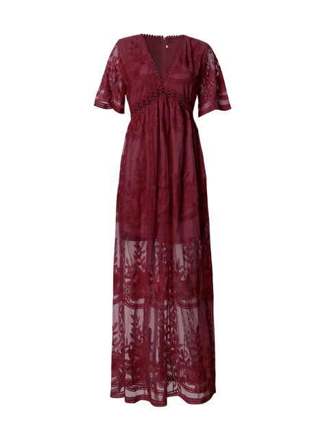 "Robe longue Jasmine élégante, coupe fluide, encolure en V flatteuse, idéale pour un style estival gracieux, tailles S-XL."
