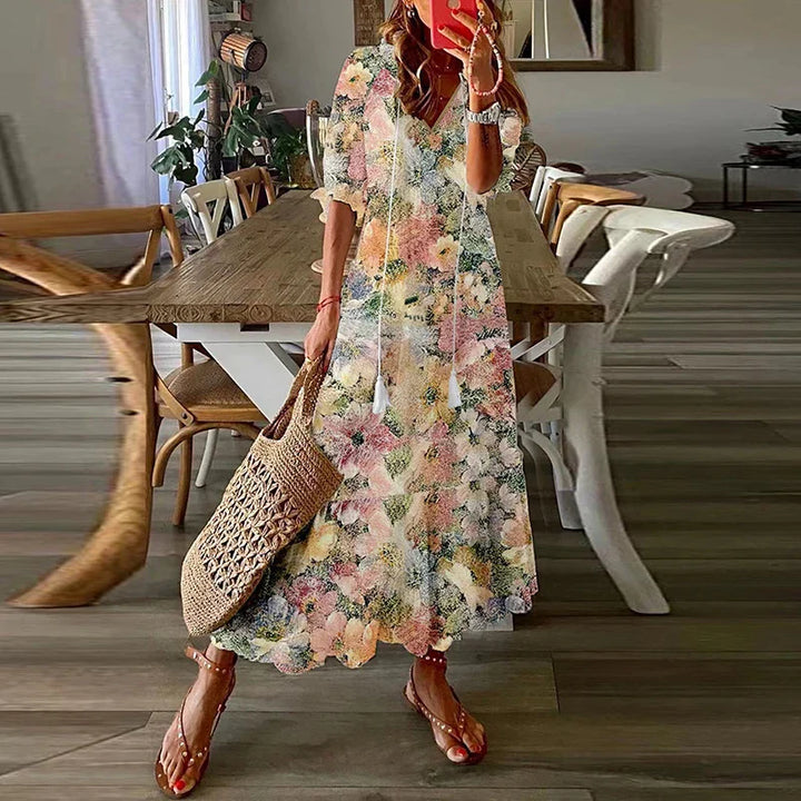 Robe maxi bohème Anna pour femme, fluide et légère, idéale pour l'été et les vacances.