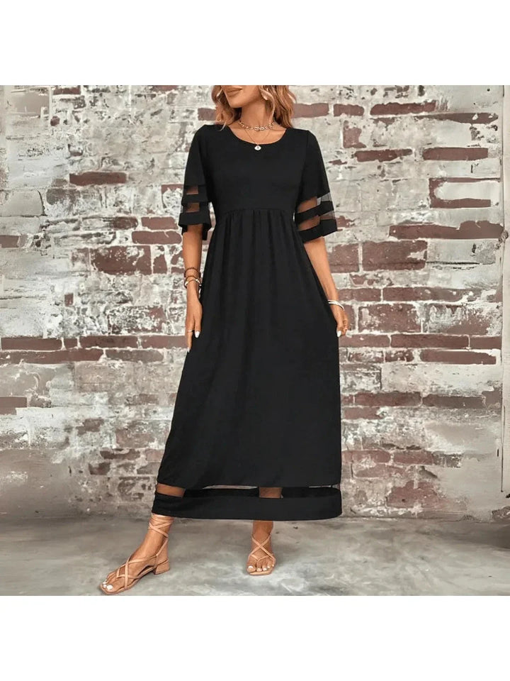 Robe maxi femme polyvalente, style décontracté chic pour printemps et été, coupe évasée élégante, avec poches.
