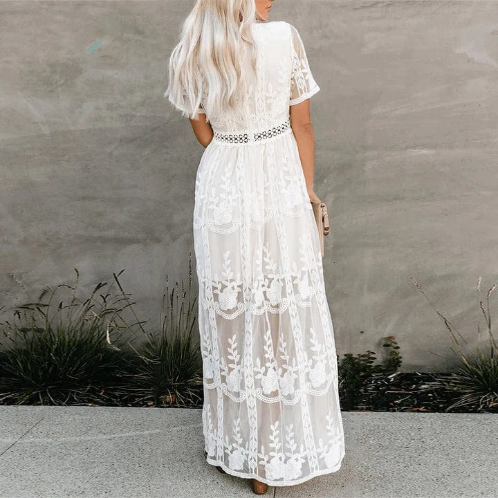 Robe maxi fluide et élégante, longue, taille ajustable.  Parfaite pour toutes occasions.