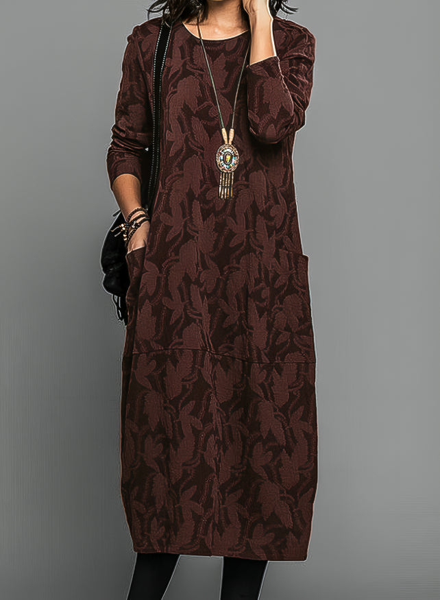 Robe midi ample femme, élégante et confortable, parfaite pour une tenue quotidienne chic et décontractée.