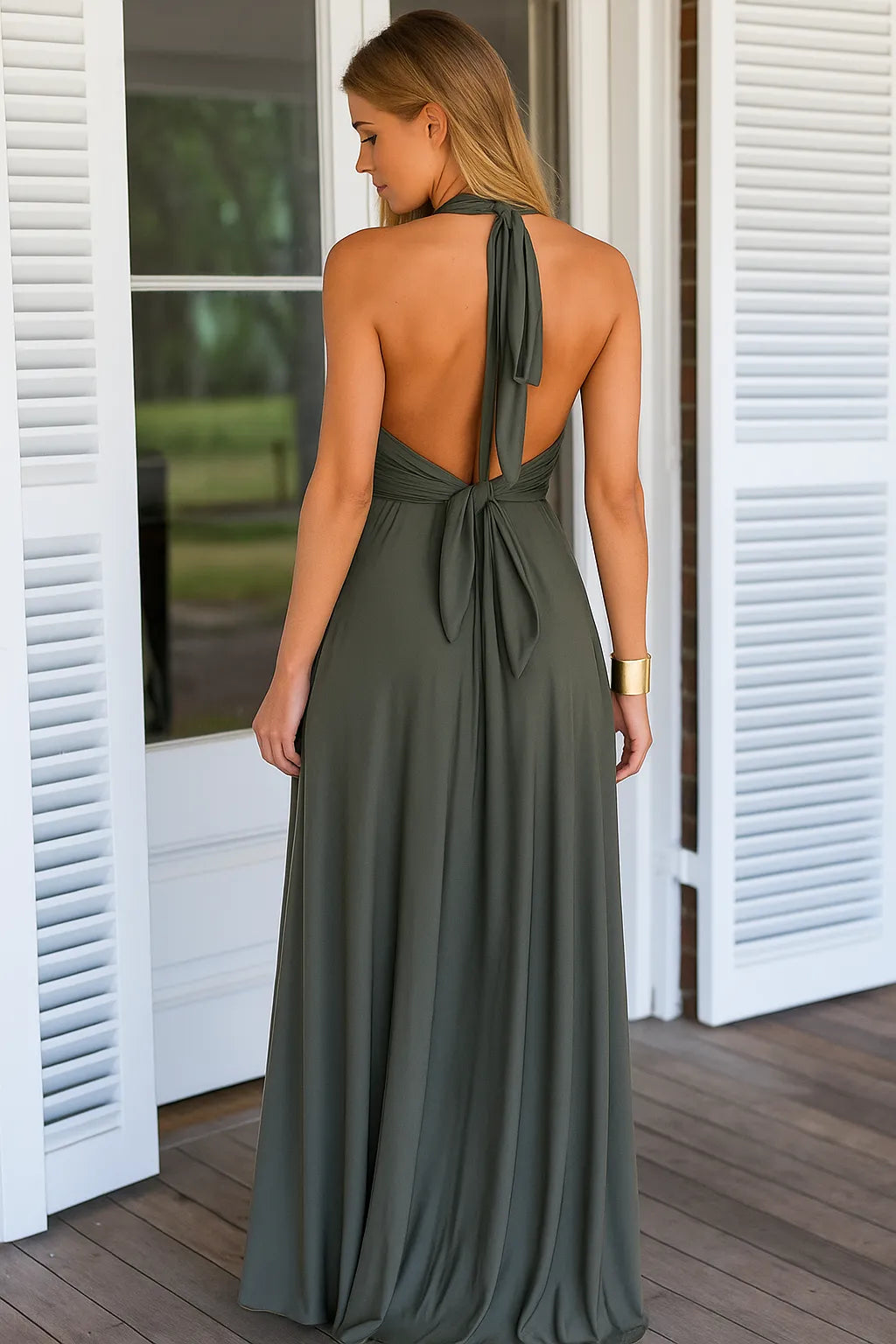 Manche raffinée de la robe midi cocktail femme, un détail chic pour une tenue de soirée élégante et moderne.