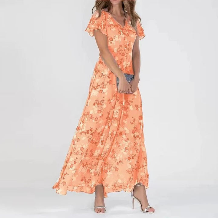 "Robe midi élégante pour femmes vue avant, coupe flatteuse, longueur midi, style chic idéal formel ou informel"