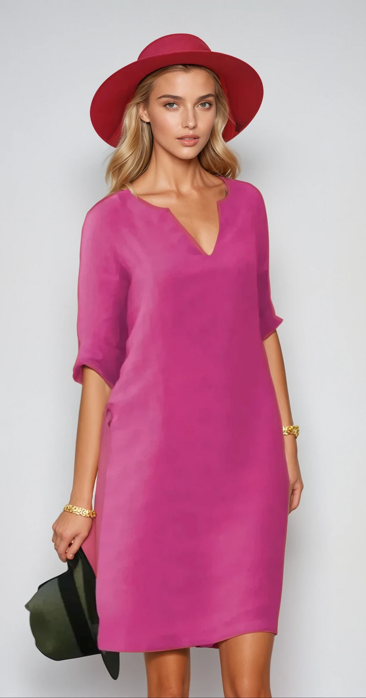Robe midi été, coton léger, coupe fluide et élégante.  Parfait pour l'été.