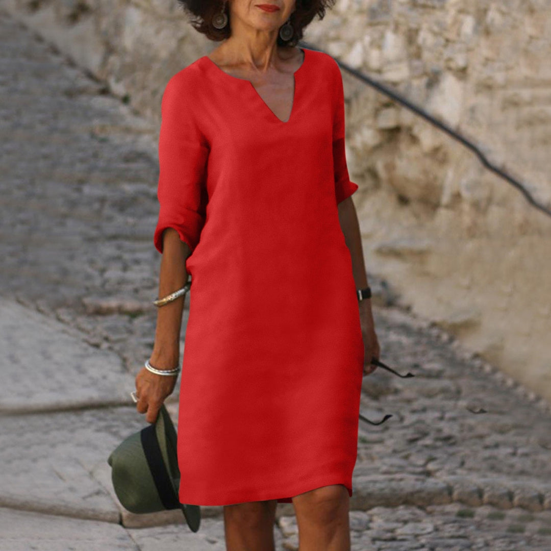 Robe midi été, coton léger, coupe fluide et élégante.  Parfait pour l'été.