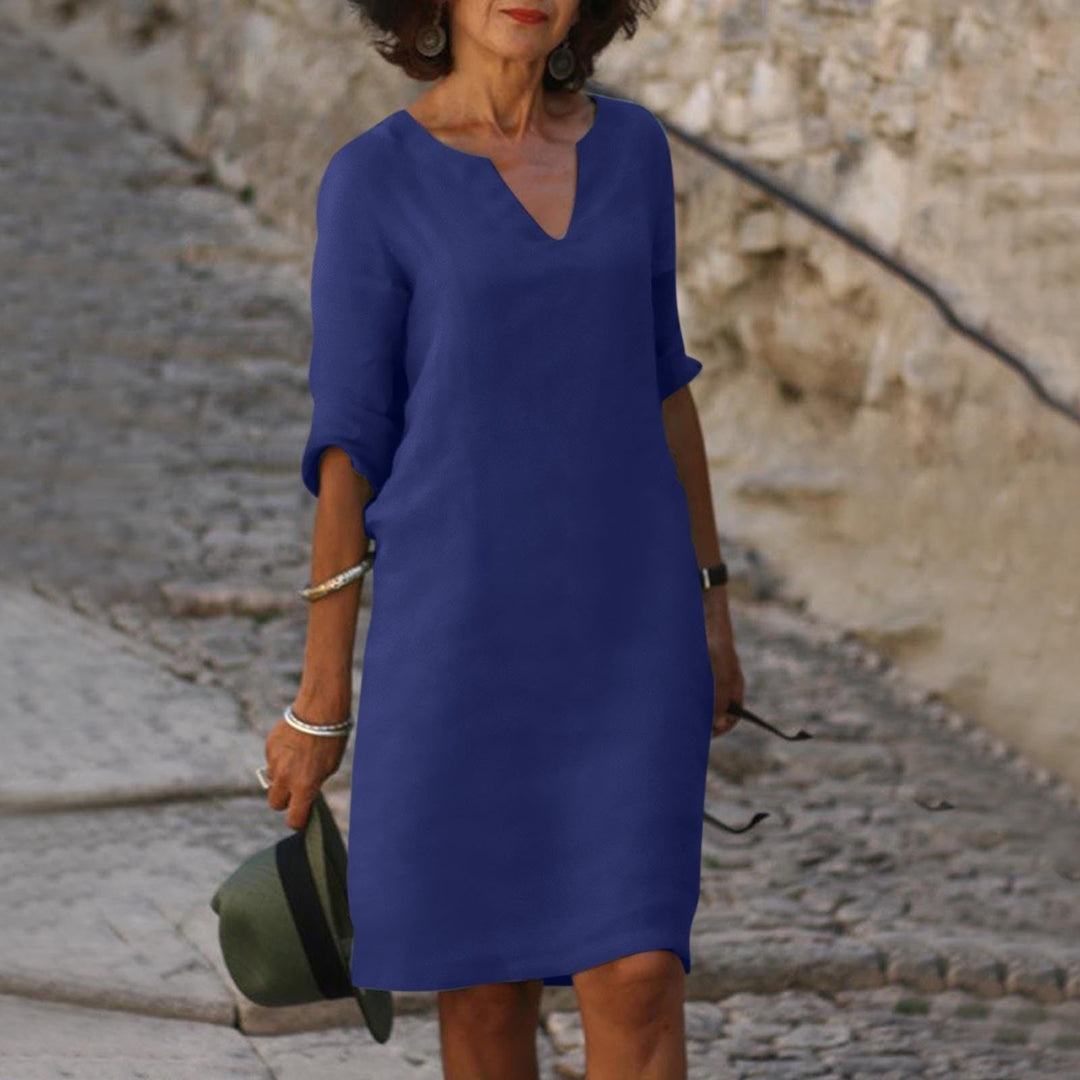 Robe midi été, coton léger, coupe fluide et élégante.  Parfait pour l'été.