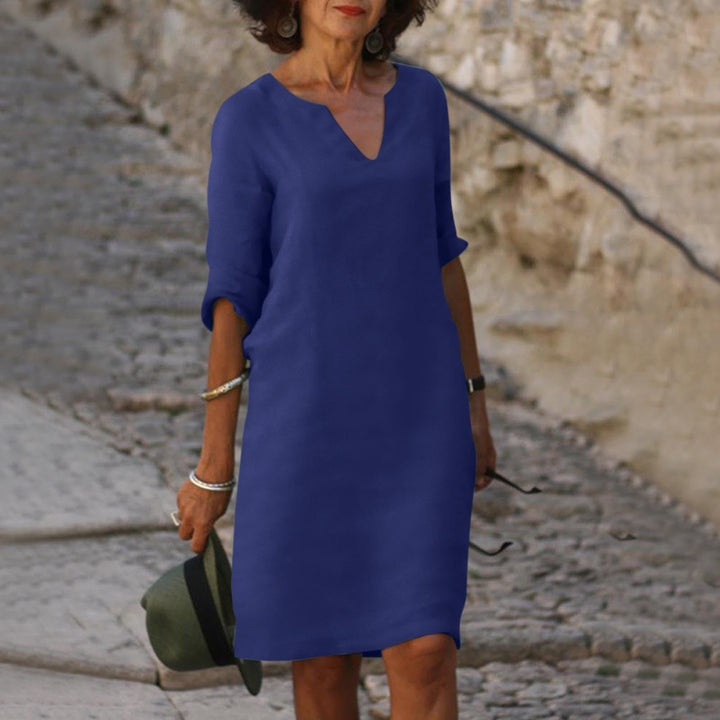 Robe midi été, coton léger, coupe fluide et élégante.  Parfait pour l'été.