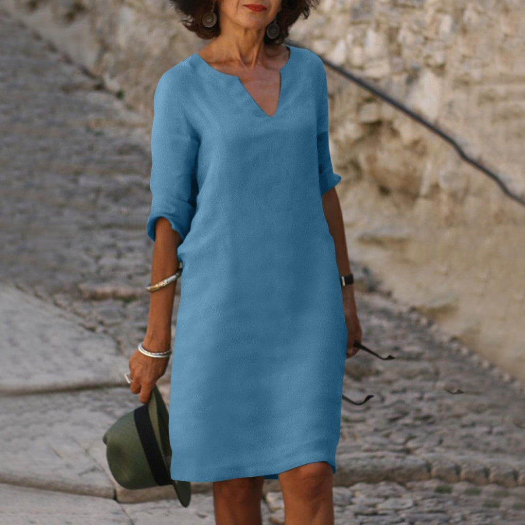 Robe midi été, coton léger, coupe fluide et élégante.  Parfait pour l'été.