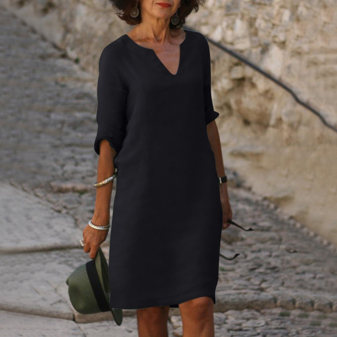 Robe midi été, coton léger, coupe fluide et élégante.  Parfait pour l'été.