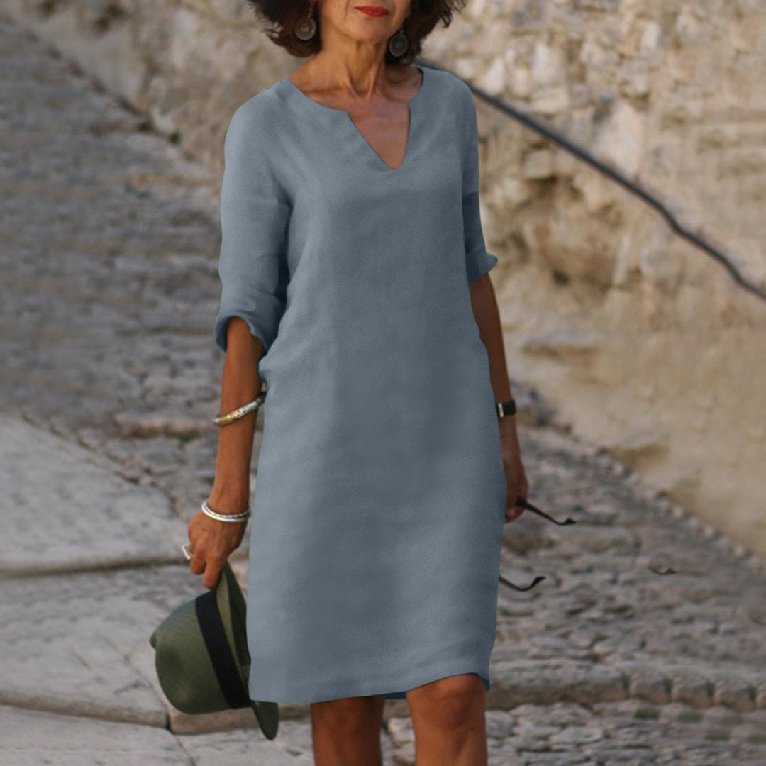 Robe midi été, coton léger, coupe fluide et élégante.  Parfait pour l'été.