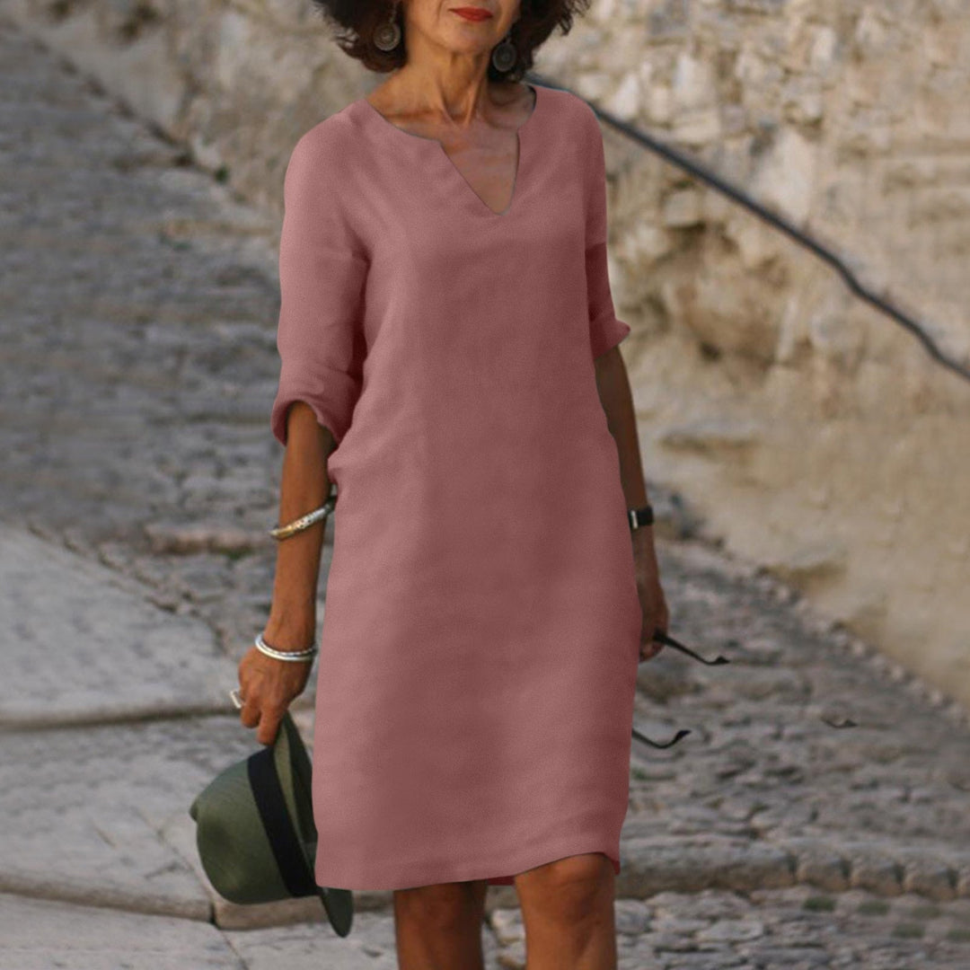 Robe midi été, coton léger, coupe fluide et élégante.  Parfait pour l'été.