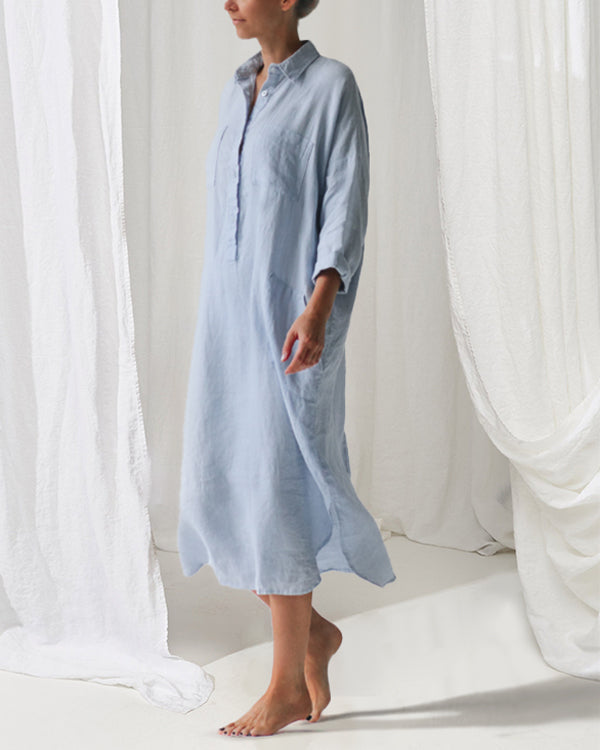 Robe midi été en lin, coupe fluide et légère.  Parfaite pour l'été.
