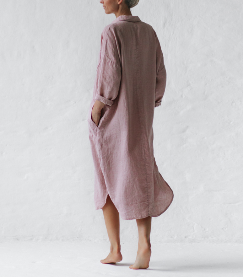 Robe midi été en lin, coupe fluide et légère.  Parfaite pour l'été.