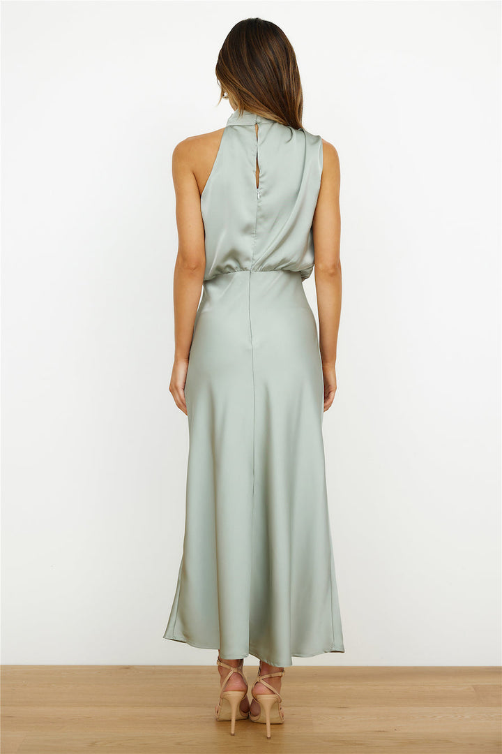 Robe midi femme parfaite printemps/été, élégante, col asymétrique, pour cocktail et soirée chic.