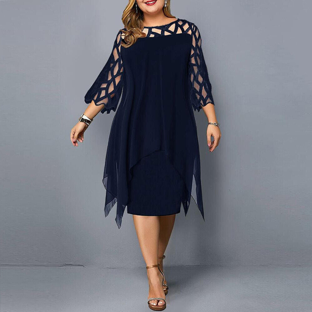 Robe midi élégante grande taille pour femme, idéale soirée ou cocktail. Silhouette sublimée.