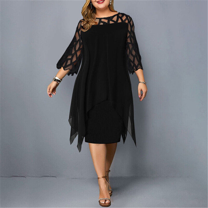 Robe midi tendance grande taille, coupe élégante pour une silhouette sublimée et un confort raffiné.