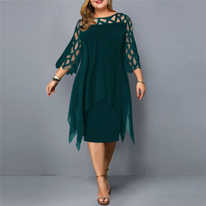 Robe midi grande taille polyvalente pour femme, idéale soirée, cocktail ou occasion formelle.