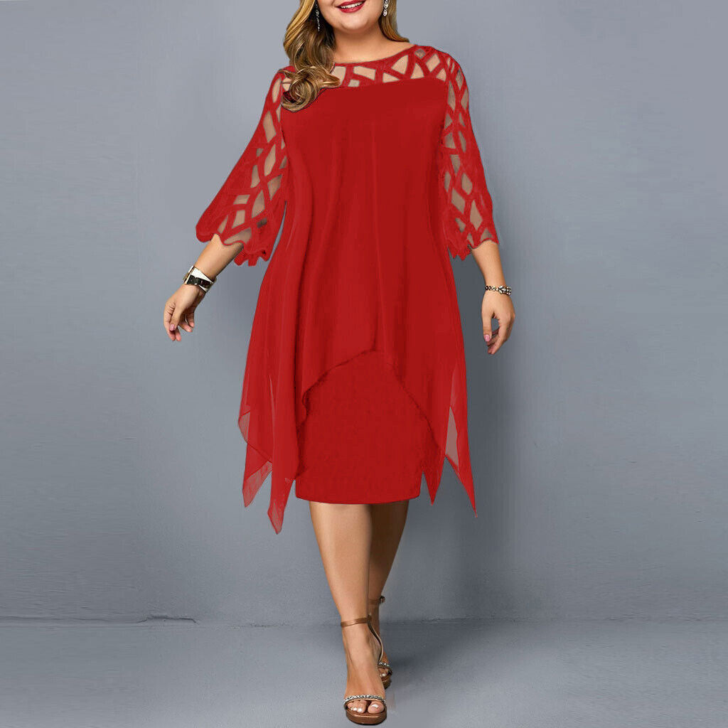 Robe midi raffinée grande taille pour femme, confort et élégance assurés pour vos événements.