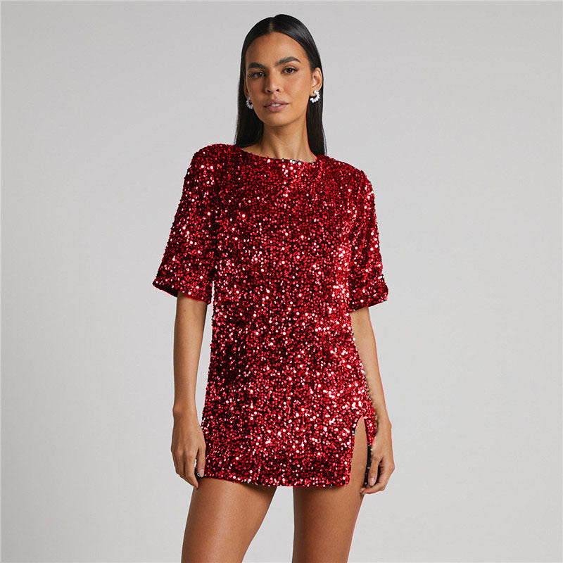 Robe à paillettes Salyen pour femme, look festif et chic, idéale pour les soirées et événements spéciaux.