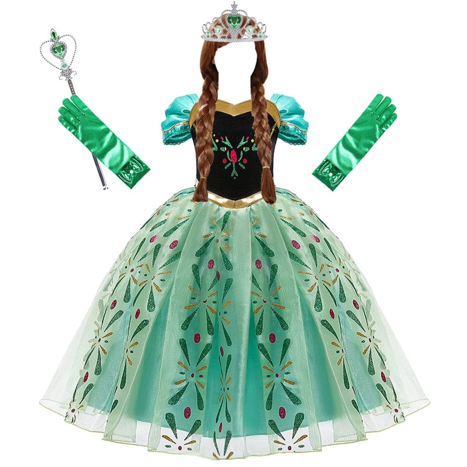 Robe princesse Anna, Reine des Neiges, enfant. Costume carnaval.