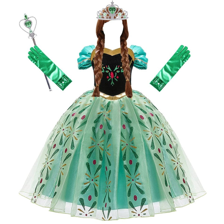 Robe princesse Anna, Reine des Neiges, enfant. Costume carnaval.