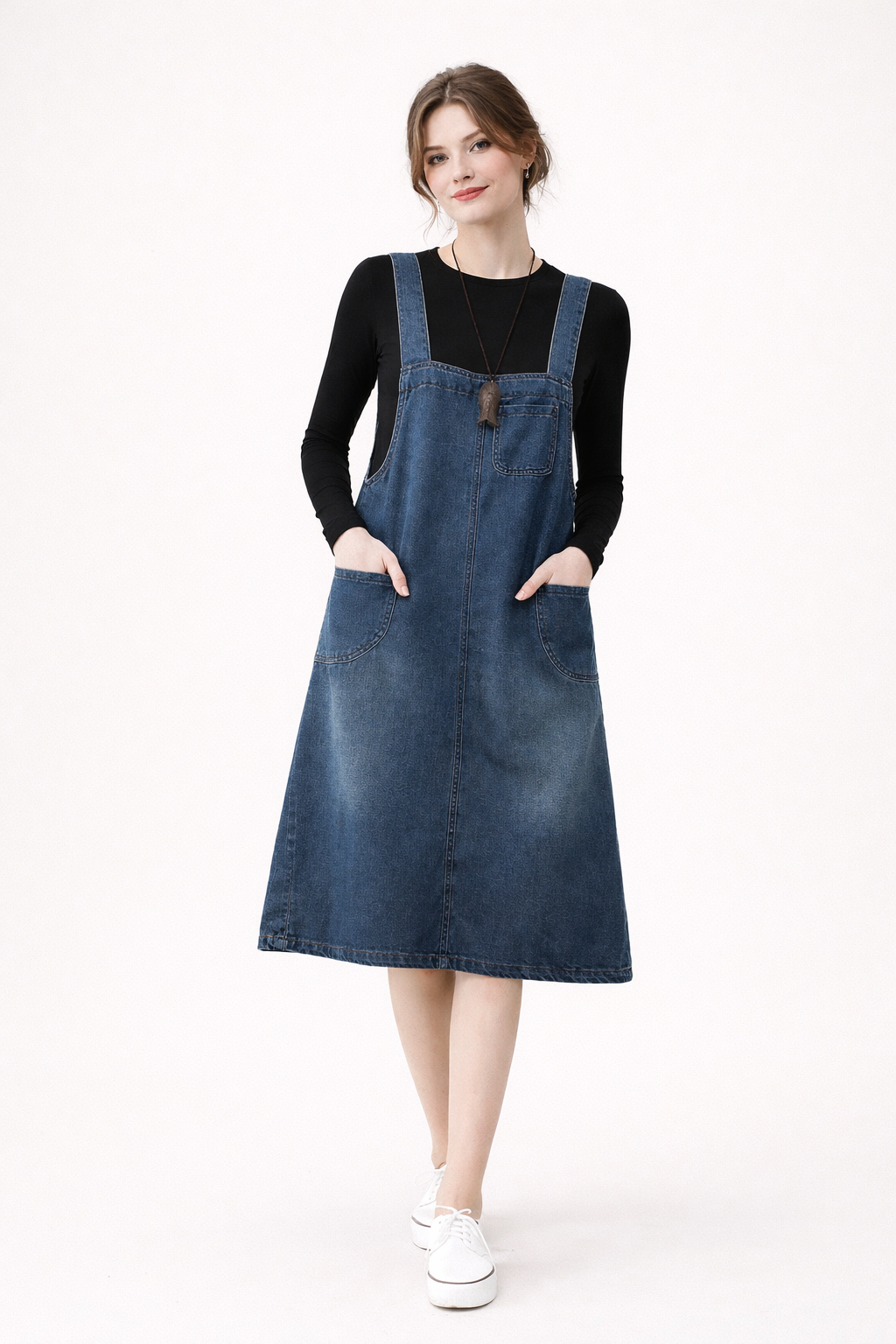 Robe salopette en jean femme, style décontracté et confortable, parfaite pour le printemps-été.