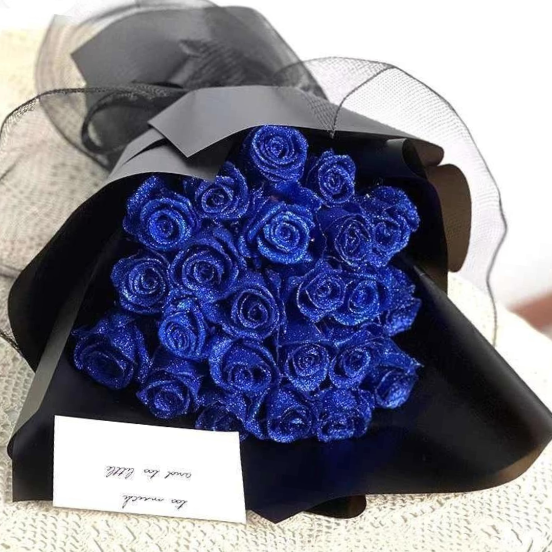 Rose éternelle rouge pailletée sous cloche en verre lumineuse, un cadeau romantique et élégant pour décoration.
