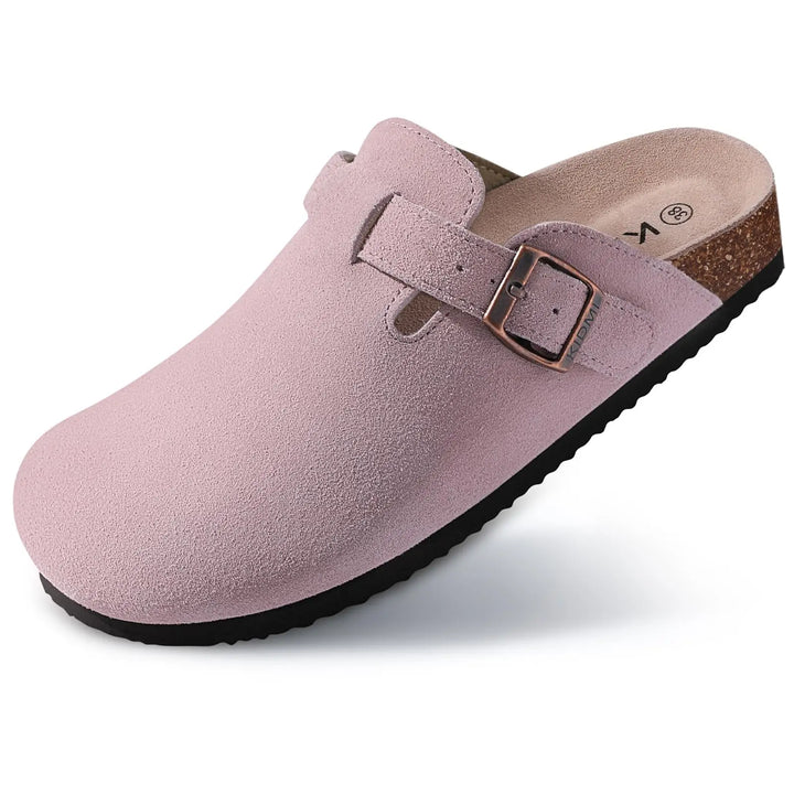 Paire de sabots confortables en daim style Boston, pour homme et femme