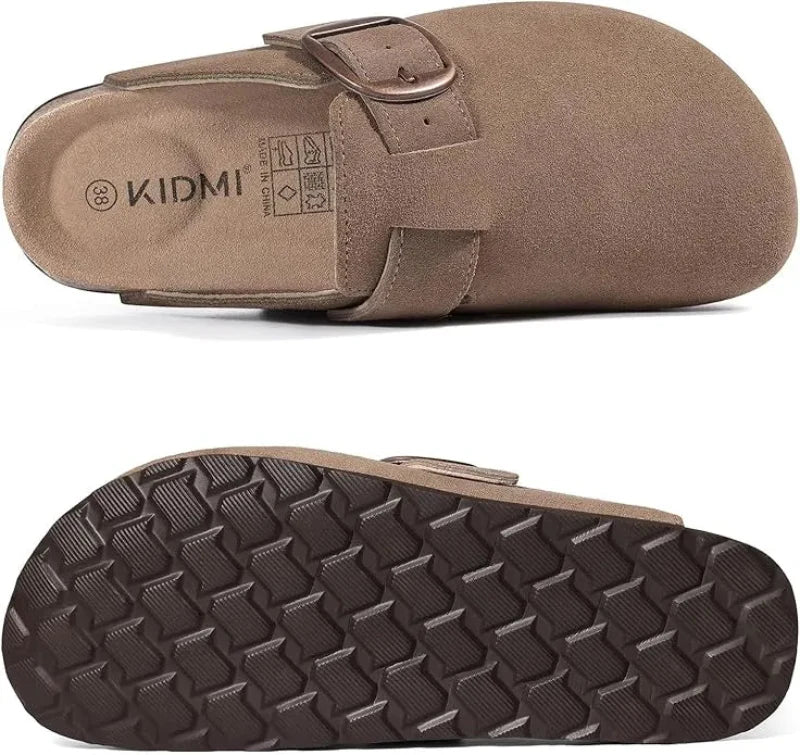 Mules en daim confortables pour femme, semelle ergonomique antidérapante, parfaites été/printemps.