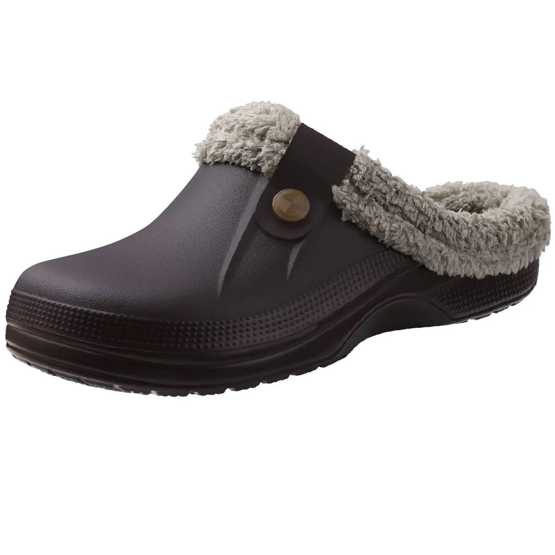Sabots fourrés unisexe, chauds et antidérapants pour l'hiver, confort intérieur et extérieur.
